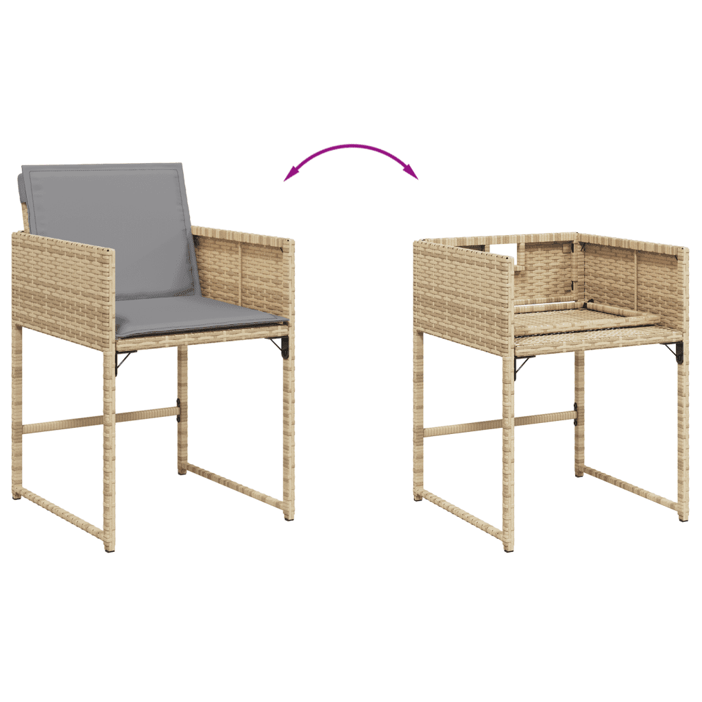 vidaXL 9 Piece Garden Dining Set with Cushions Mix Beige Poly Rattan