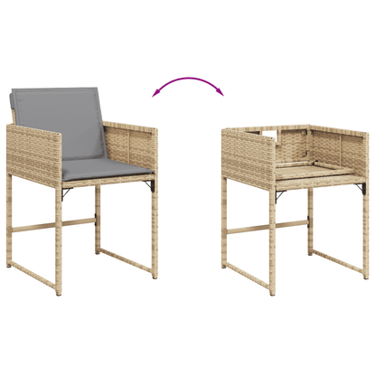 vidaXL 9 Piece Garden Dining Set with Cushions Mix Beige Poly Rattan