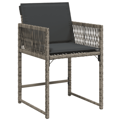 vidaXL 11 Piece Garden Dining Set with Cushions Grey Poly Rattan