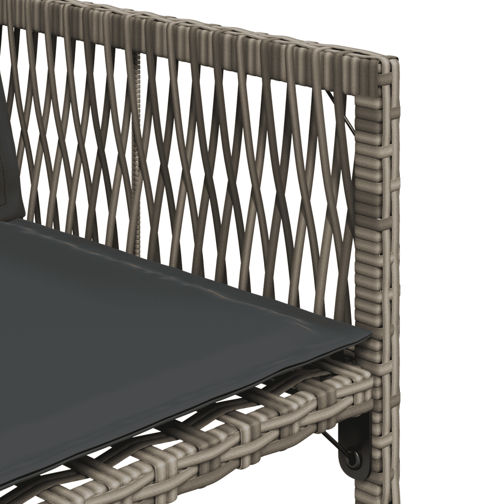 vidaXL 11 Piece Garden Dining Set with Cushions Grey Poly Rattan