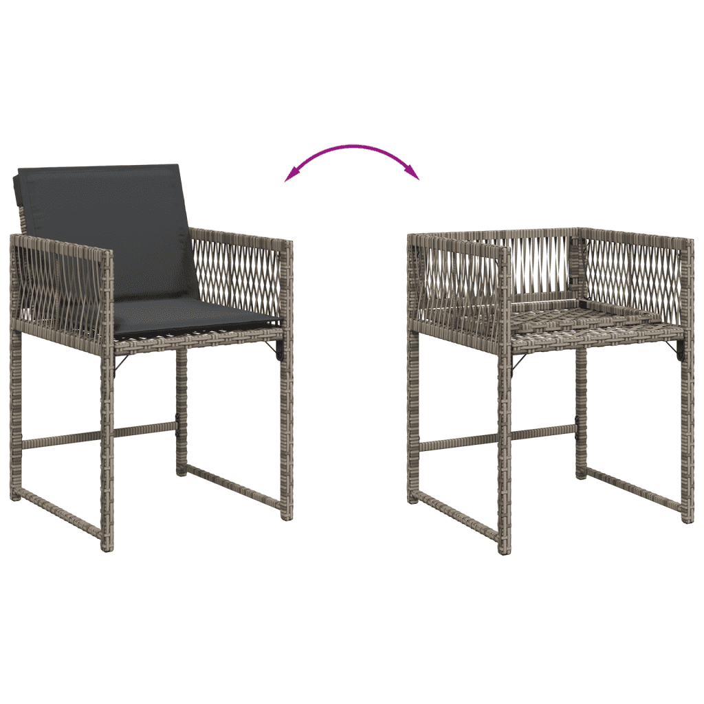 vidaXL 15 Piece Garden Dining Set with Cushions Grey Poly Rattan