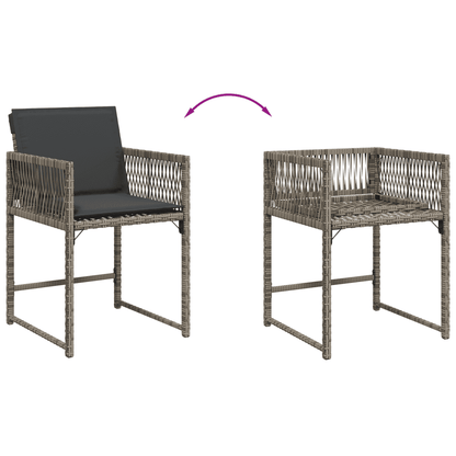 vidaXL 15 Piece Garden Dining Set with Cushions Grey Poly Rattan