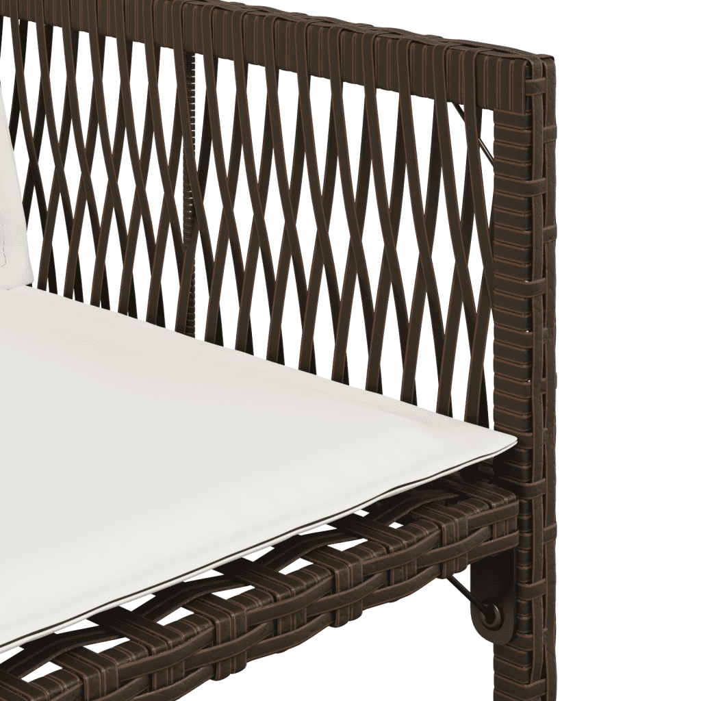 vidaXL 11 Piece Garden Dining Set with Cushions Brown Poly Rattan