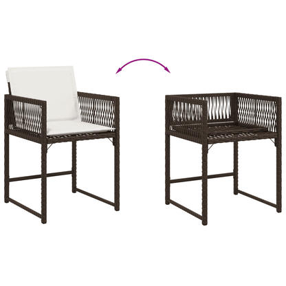 vidaXL 11 Piece Garden Dining Set with Cushions Brown Poly Rattan