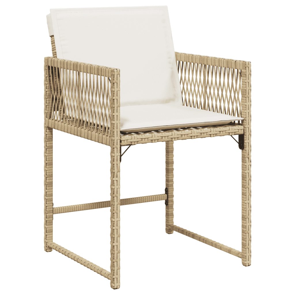 vidaXL 11 Piece Garden Dining Set with Cushions Beige Poly Rattan
