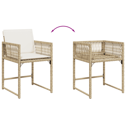 vidaXL 11 Piece Garden Dining Set with Cushions Beige Poly Rattan