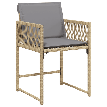 vidaXL 11 Piece Garden Dining Set with Cushions Mix Beige Poly Rattan