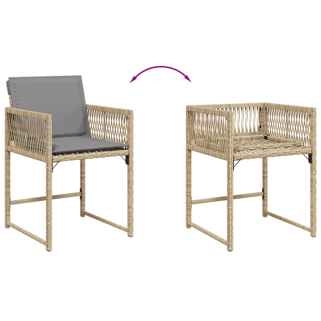 vidaXL 11 Piece Garden Dining Set with Cushions Mix Beige Poly Rattan