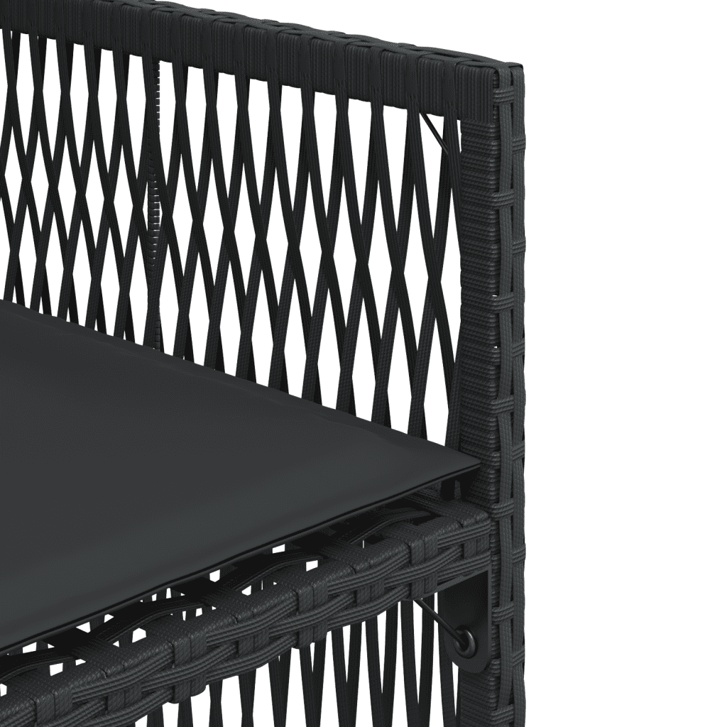 vidaXL 11 Piece Garden Dining Set with Cushions Black Poly Rattan