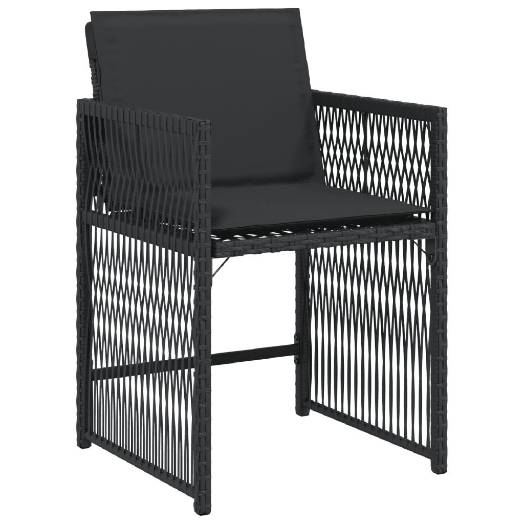 vidaXL 11 Piece Garden Dining Set with Cushions Black Poly Rattan