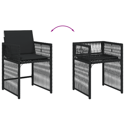 vidaXL 15 Piece Garden Dining Set with Cushions Black Poly Rattan