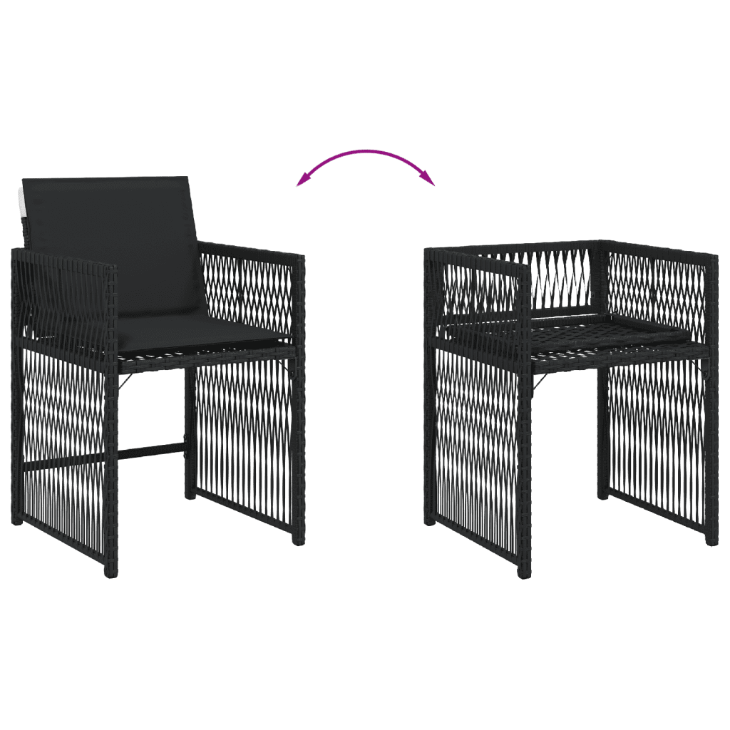 vidaXL 17 Piece Garden Dining Set with Cushions Black Poly Rattan