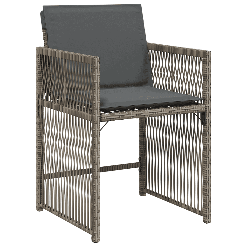 vidaXL 11 Piece Garden Dining Set with Cushions Grey Poly Rattan