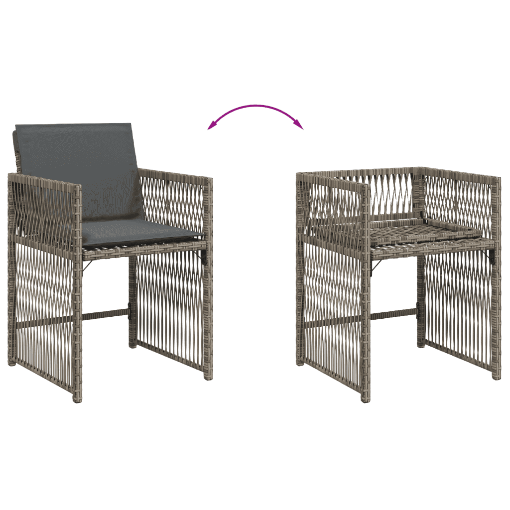 vidaXL 11 Piece Garden Dining Set with Cushions Grey Poly Rattan
