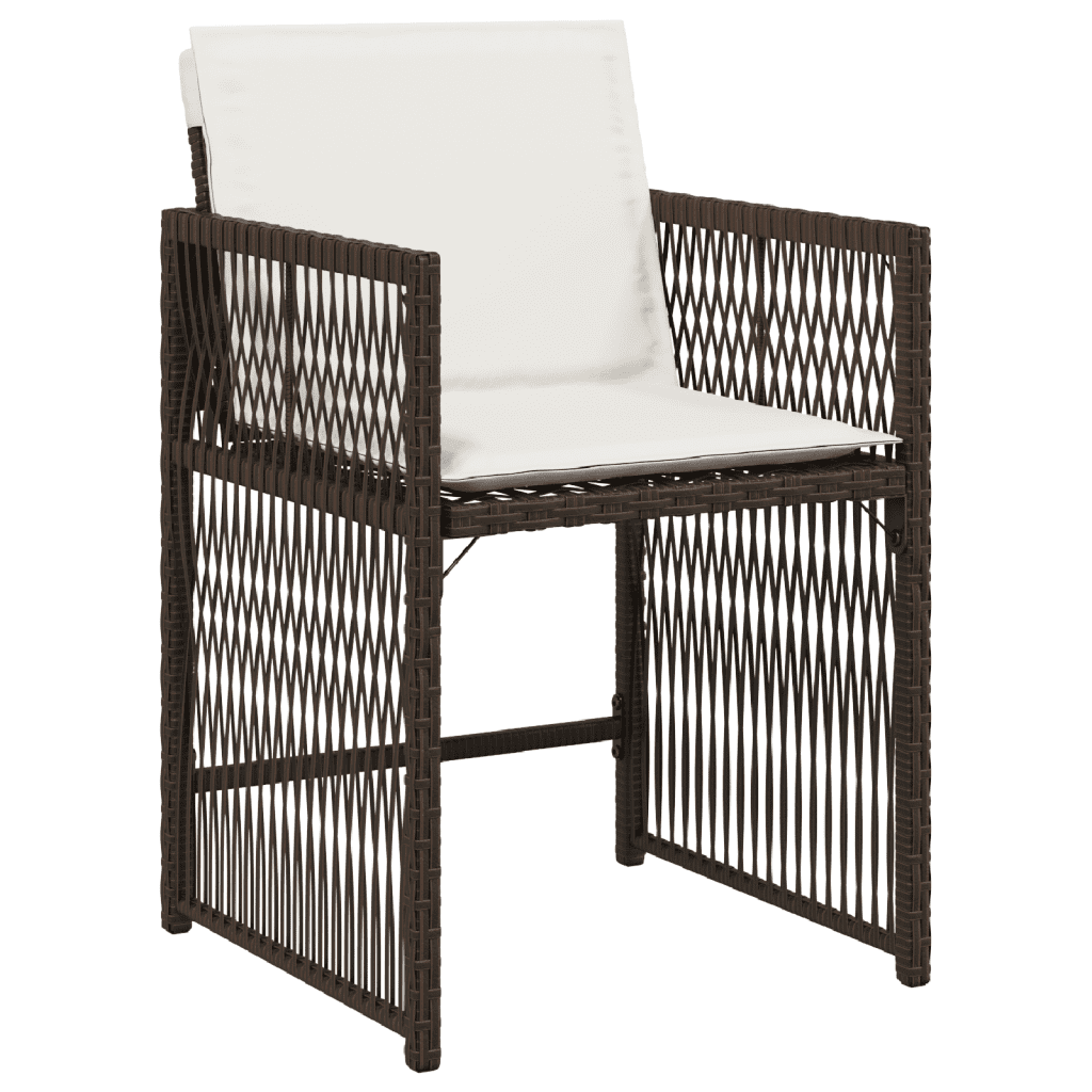 vidaXL 9 Piece Garden Dining Set with Cushions Brown Poly Rattan