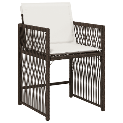 vidaXL 9 Piece Garden Dining Set with Cushions Brown Poly Rattan