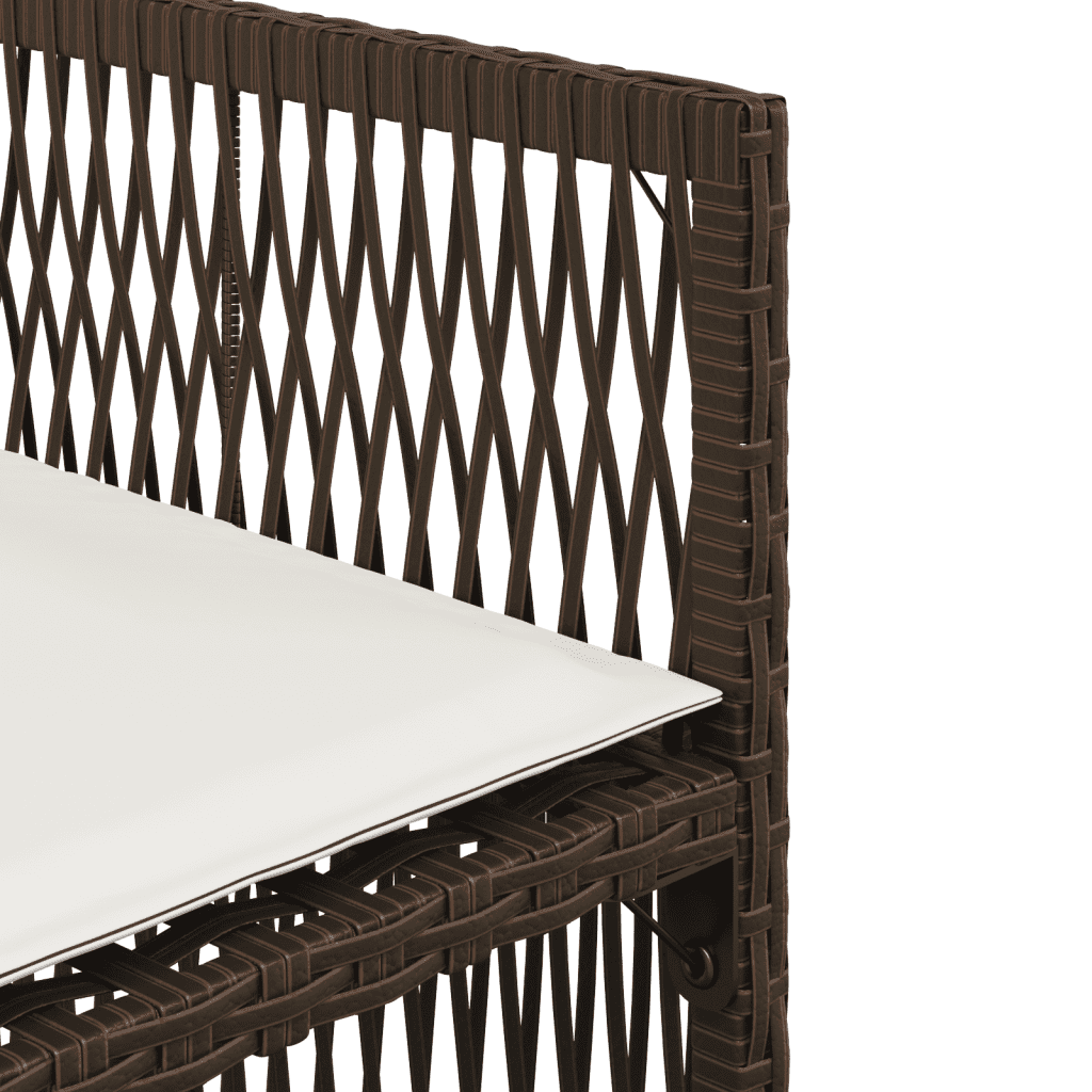 vidaXL 9 Piece Garden Dining Set with Cushions Brown Poly Rattan