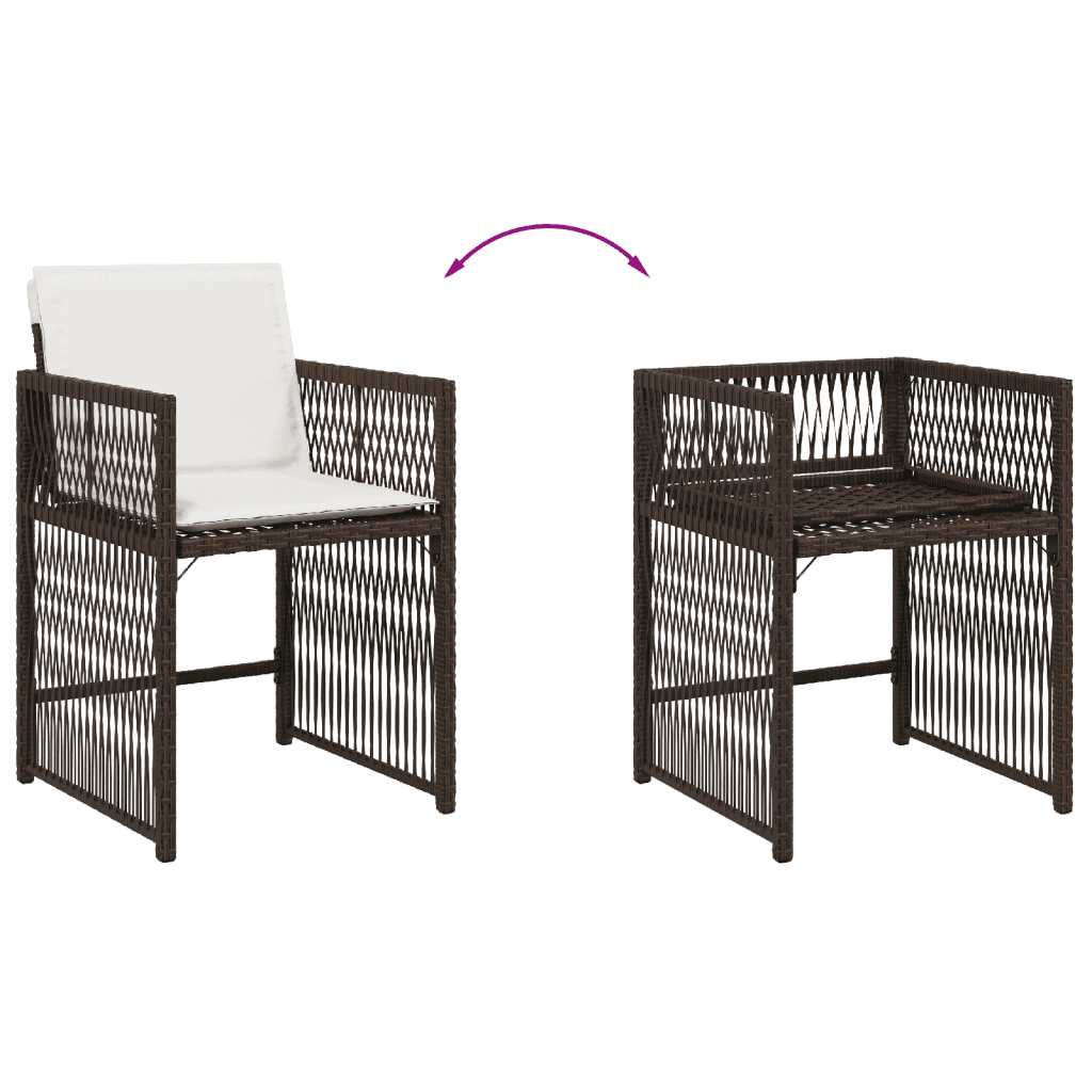 vidaXL 9 Piece Garden Dining Set with Cushions Brown Poly Rattan
