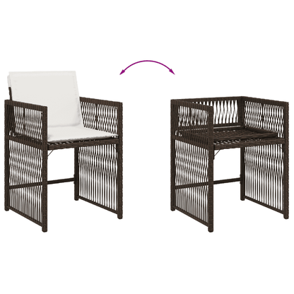 vidaXL 9 Piece Garden Dining Set with Cushions Brown Poly Rattan