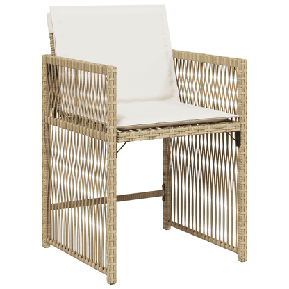 vidaXL 7 Piece Garden Dining Set with Cushions Beige Poly Rattan
