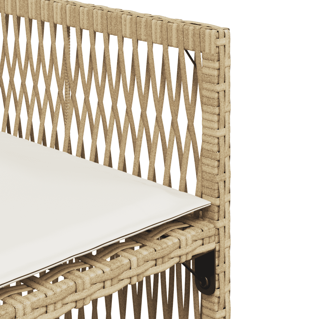 vidaXL 7 Piece Garden Dining Set with Cushions Beige Poly Rattan