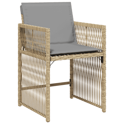 vidaXL 9 Piece Garden Dining Set with Cushions Mix Beige Poly Rattan