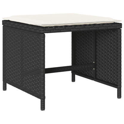 vidaXL 17 Piece Garden Dining Set with Cushions Black Poly Rattan