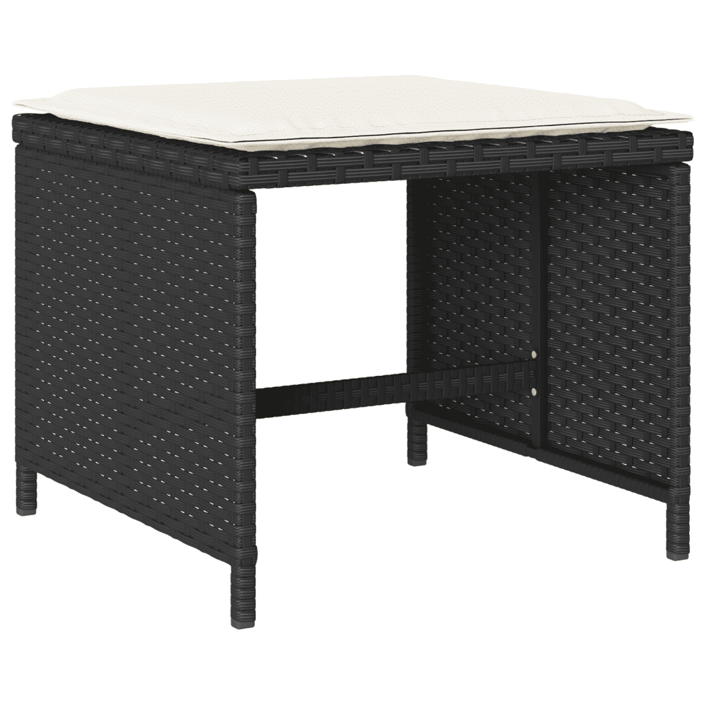 vidaXL 15 Piece Garden Dining Set with Cushions Black Poly Rattan