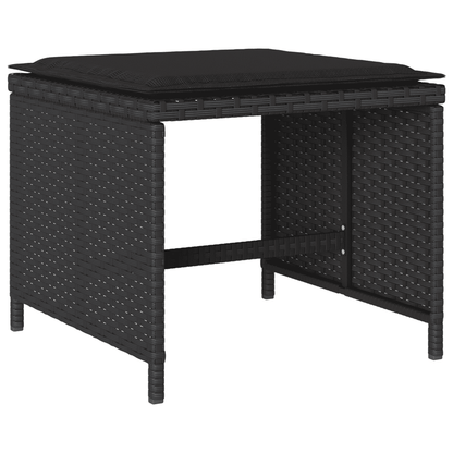 vidaXL 17 Piece Garden Dining Set with Cushions Black Poly Rattan
