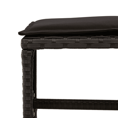 vidaXL 9 Piece Garden Dining Set with Cushions Black Poly Rattan
