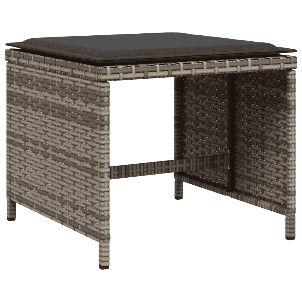 vidaXL 11 Piece Garden Dining Set with Cushions Grey Poly Rattan
