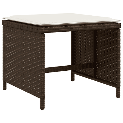 vidaXL 13 Piece Garden Dining Set with Cushions Brown Poly Rattan
