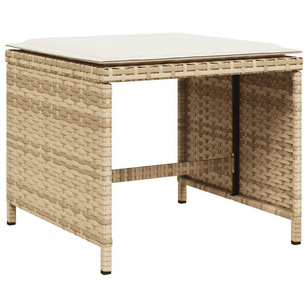 vidaXL 11 Piece Garden Dining Set with Cushions Beige Poly Rattan