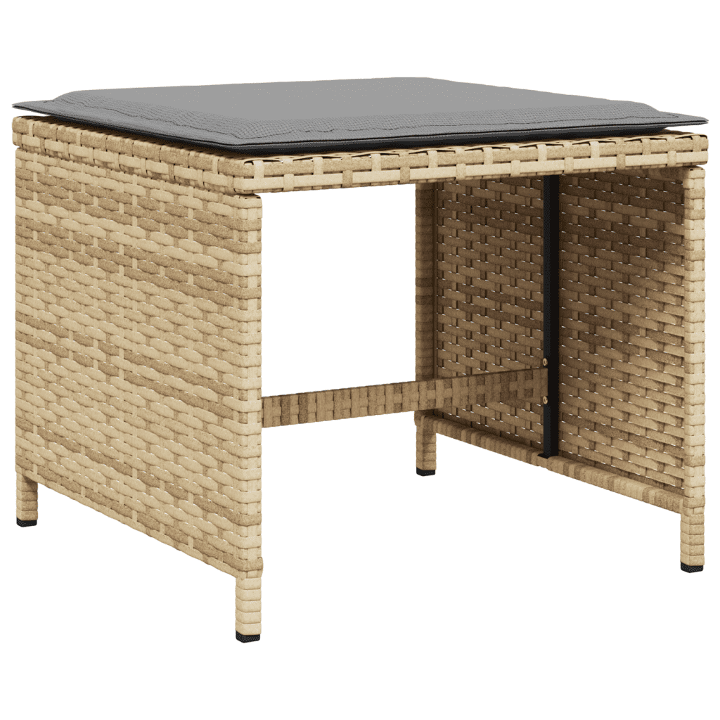 vidaXL 11 Piece Garden Dining Set with Cushions Mix Beige Poly Rattan