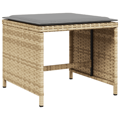 vidaXL 11 Piece Garden Dining Set with Cushions Mix Beige Poly Rattan