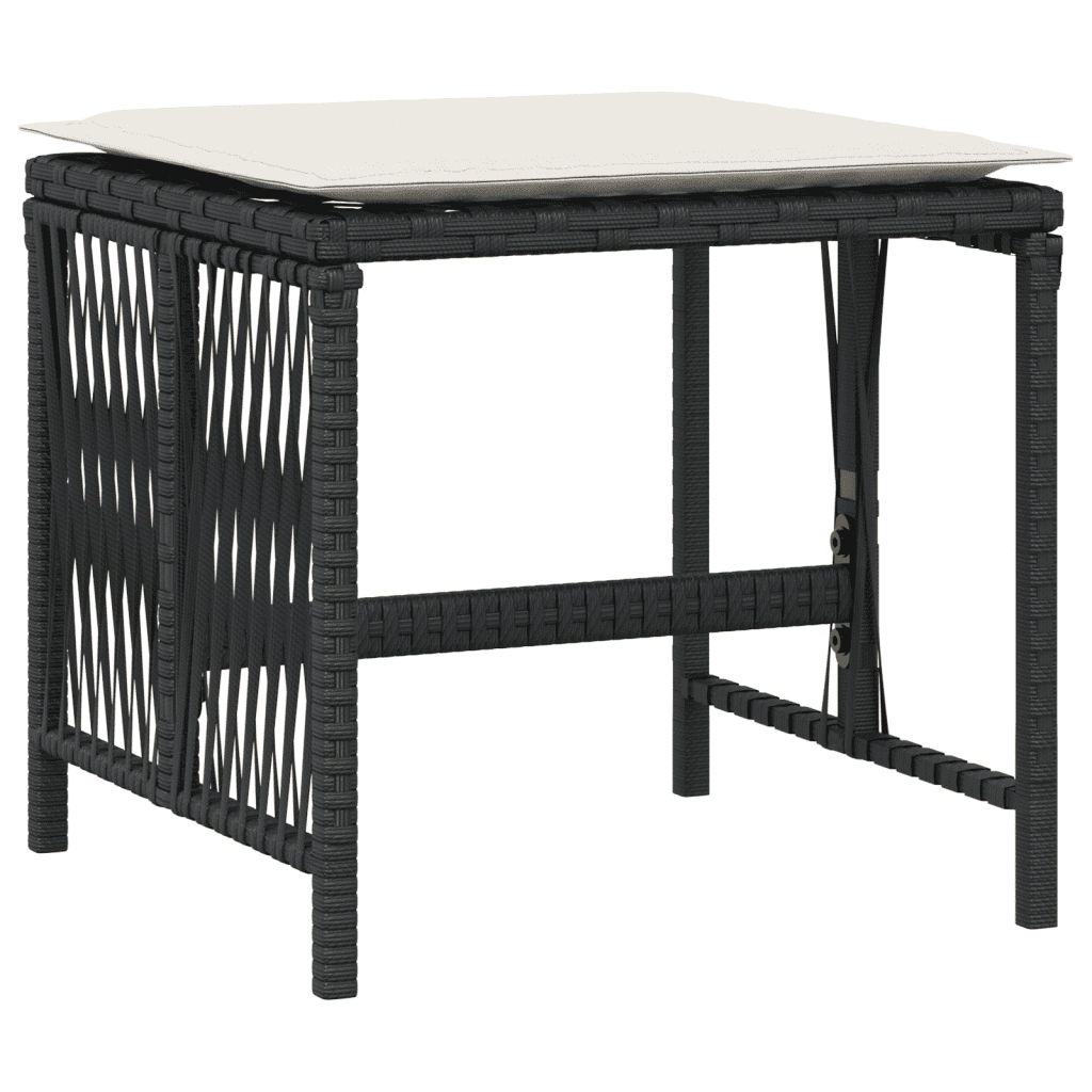 vidaXL 15 Piece Garden Dining Set with Cushions Black Poly Rattan