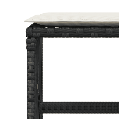 vidaXL 15 Piece Garden Dining Set with Cushions Black Poly Rattan