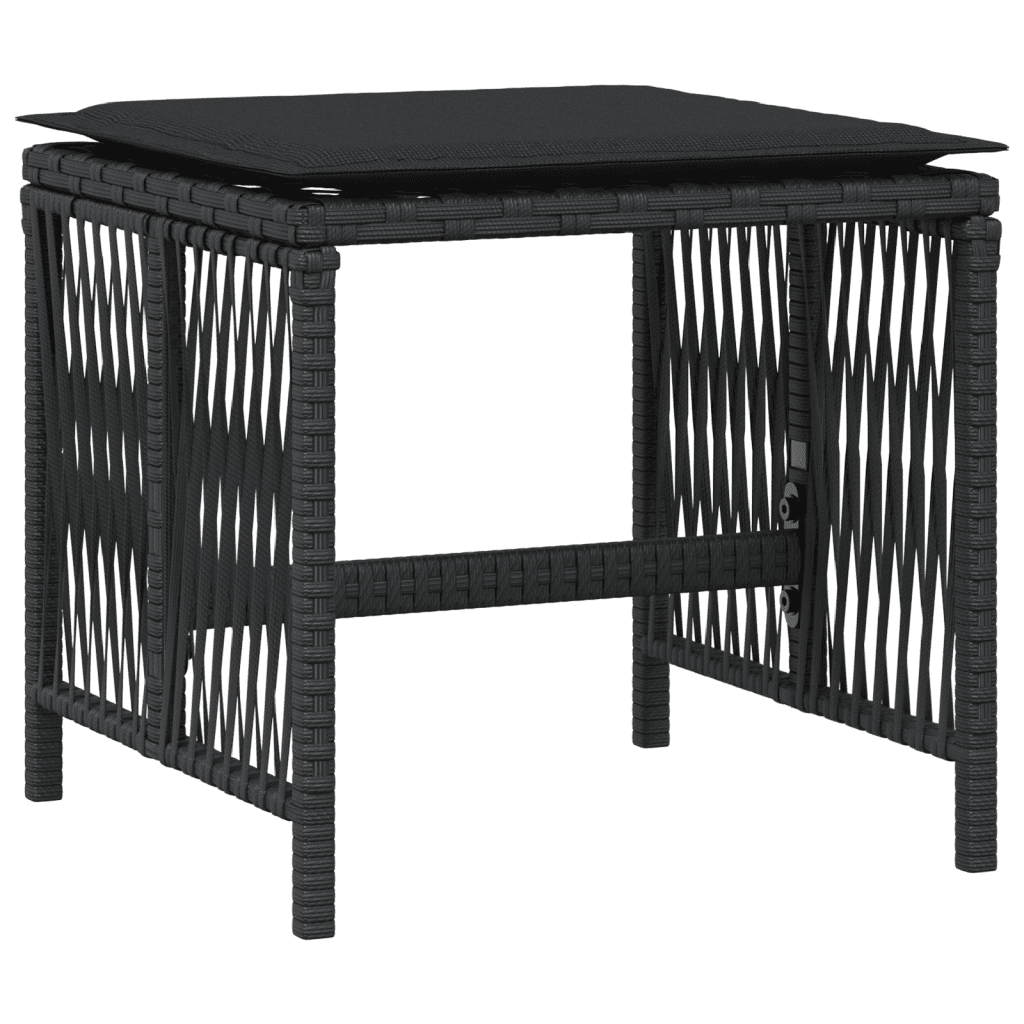 vidaXL 13 Piece Garden Dining Set with Cushions Black Poly Rattan