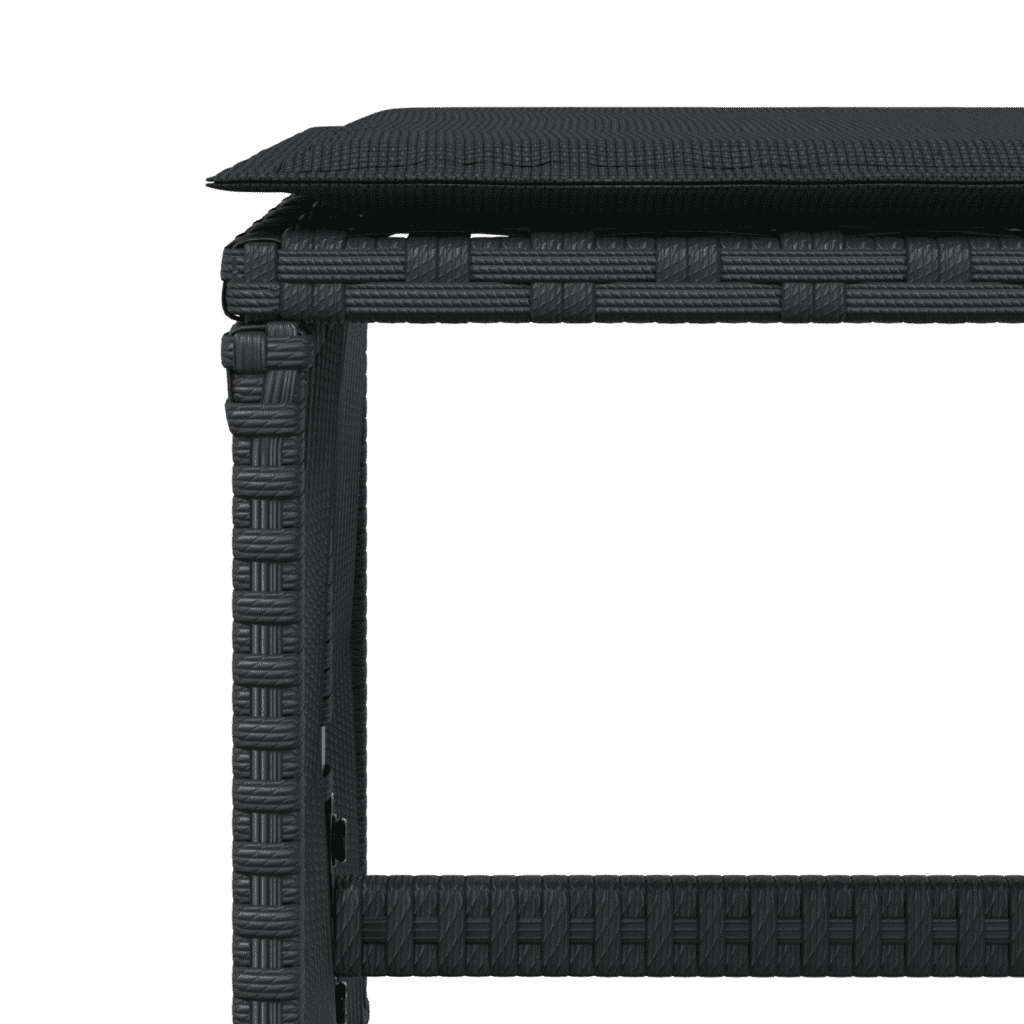 vidaXL 11 Piece Garden Dining Set with Cushions Black Poly Rattan