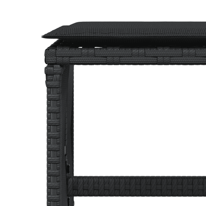 vidaXL 17 Piece Garden Dining Set with Cushions Black Poly Rattan