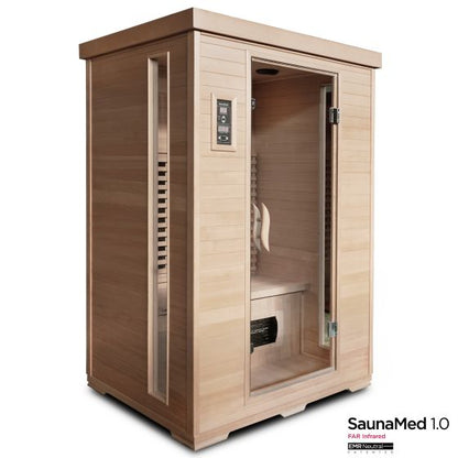 SaunaMed 2 Person Classic Hemlock FAR Infrared Domestic Indoor Sauna 13A Plug & Play