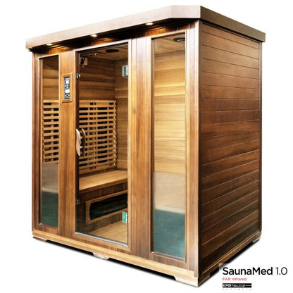 SaunaMed 4 Person Luxury Cedar FAR Infrared Domestic Indoor Sauna - Plug & Play