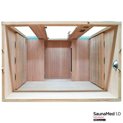 SaunaMed 2 Person Classic Hemlock FAR Infrared Domestic Indoor Sauna 13A Plug & Play