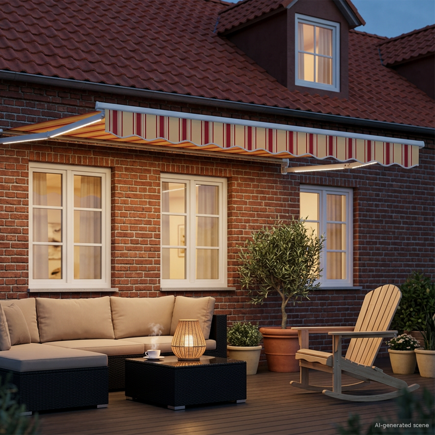 vidaXL Manual Retractable Awning with LEDs Multicolour 2.5 x 2 m