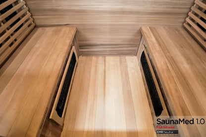 SaunaMed 4 Person Luxury Cedar FAR Infrared Domestic Indoor Sauna - Plug & Play