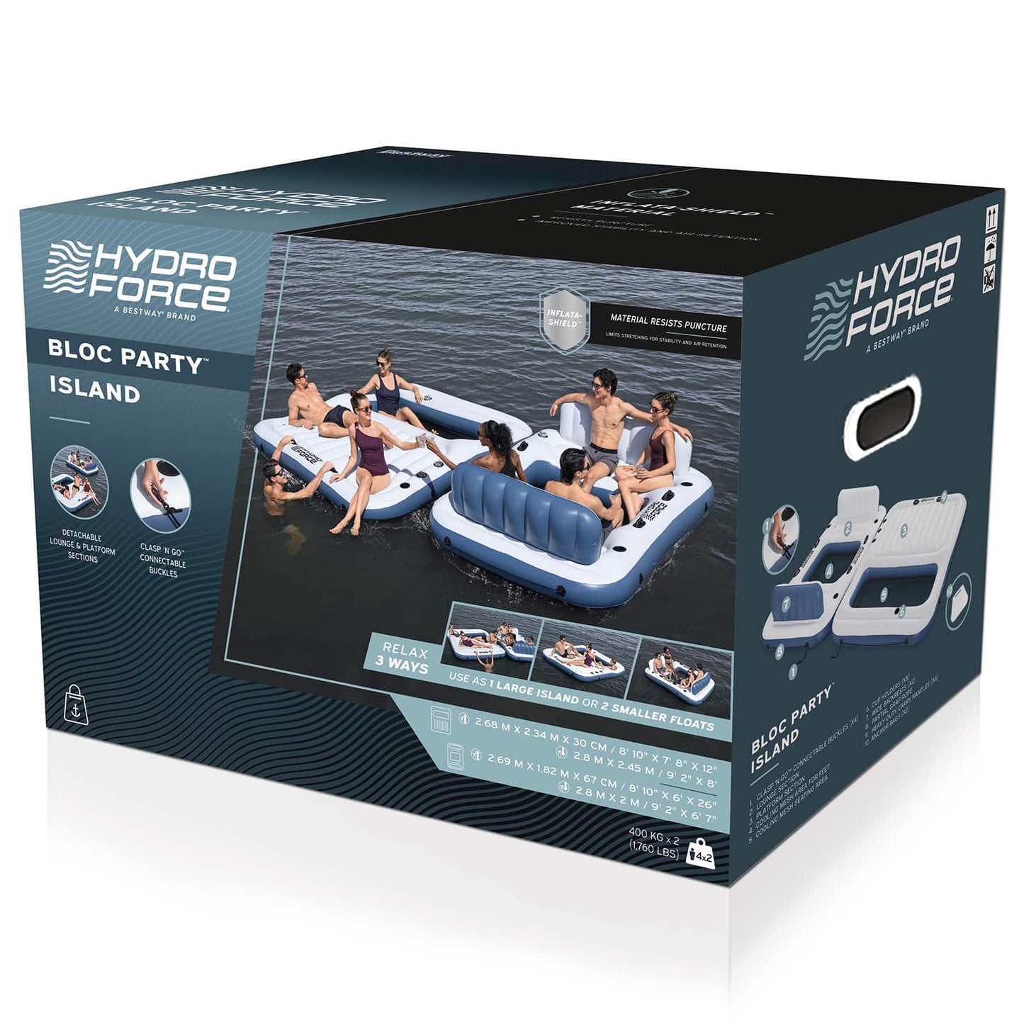 Bestway Hydro-Force Floating Island 2 pcs PVC White and Blue