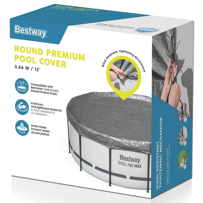 Bestway Pool Cover Ø3.66 m Round Polyester Grey