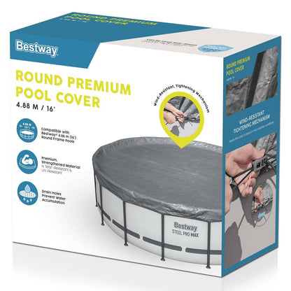 Bestway Pool Cover Ø4.88 m Round Polyester Grey