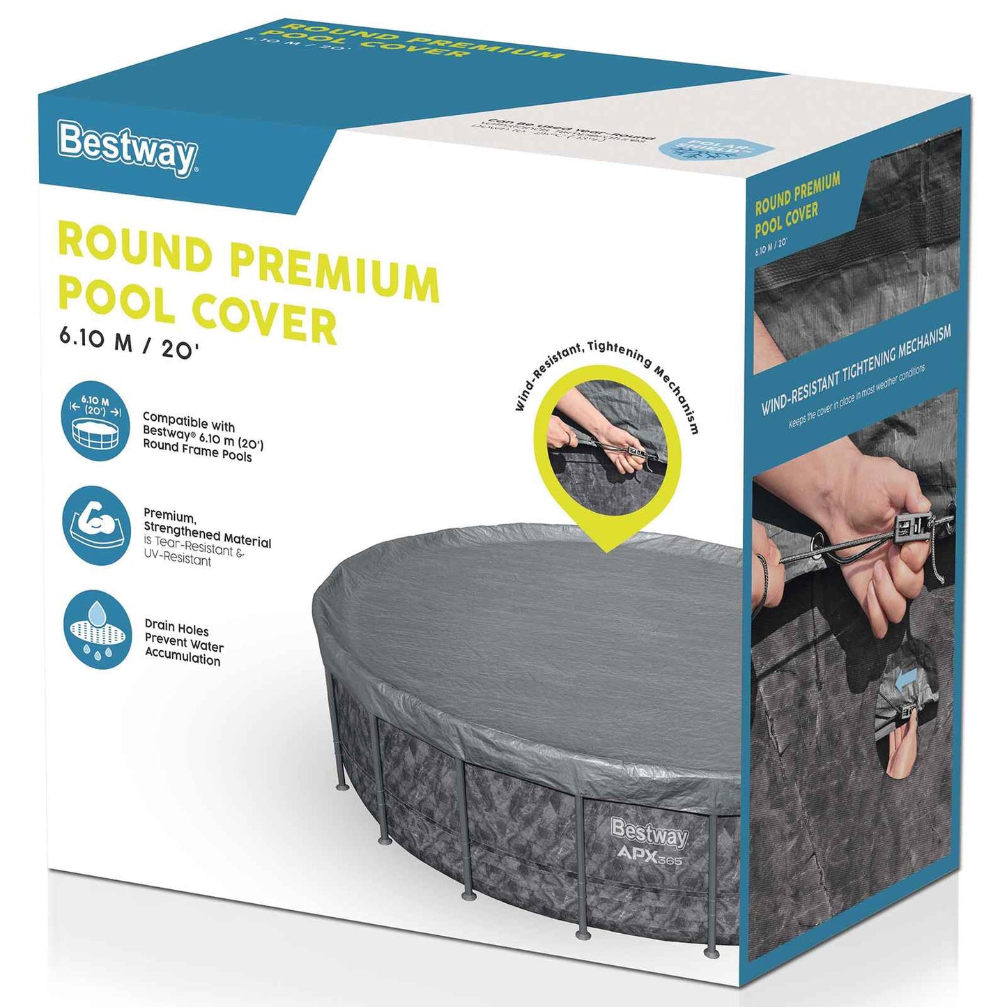 Bestway Pool Cover Ø6.1 m Round Polyester Grey