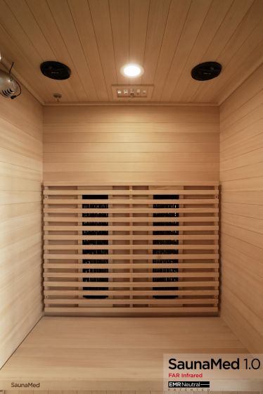 SaunaMed 2 Person Classic Hemlock FAR Infrared Domestic Indoor Sauna 13A Plug & Play